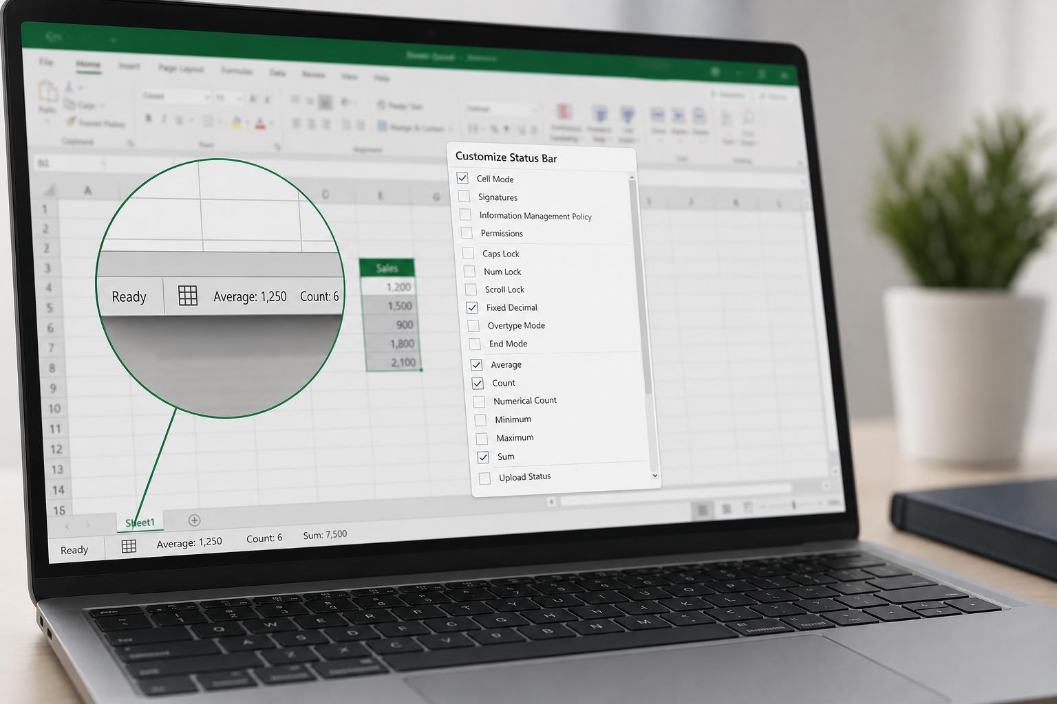 How to Change the Functions Shown in the Excel Status Bar
