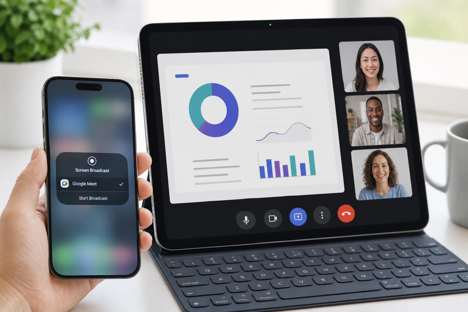 Sharing Your Screen in Google Meet on iPhone and iPad