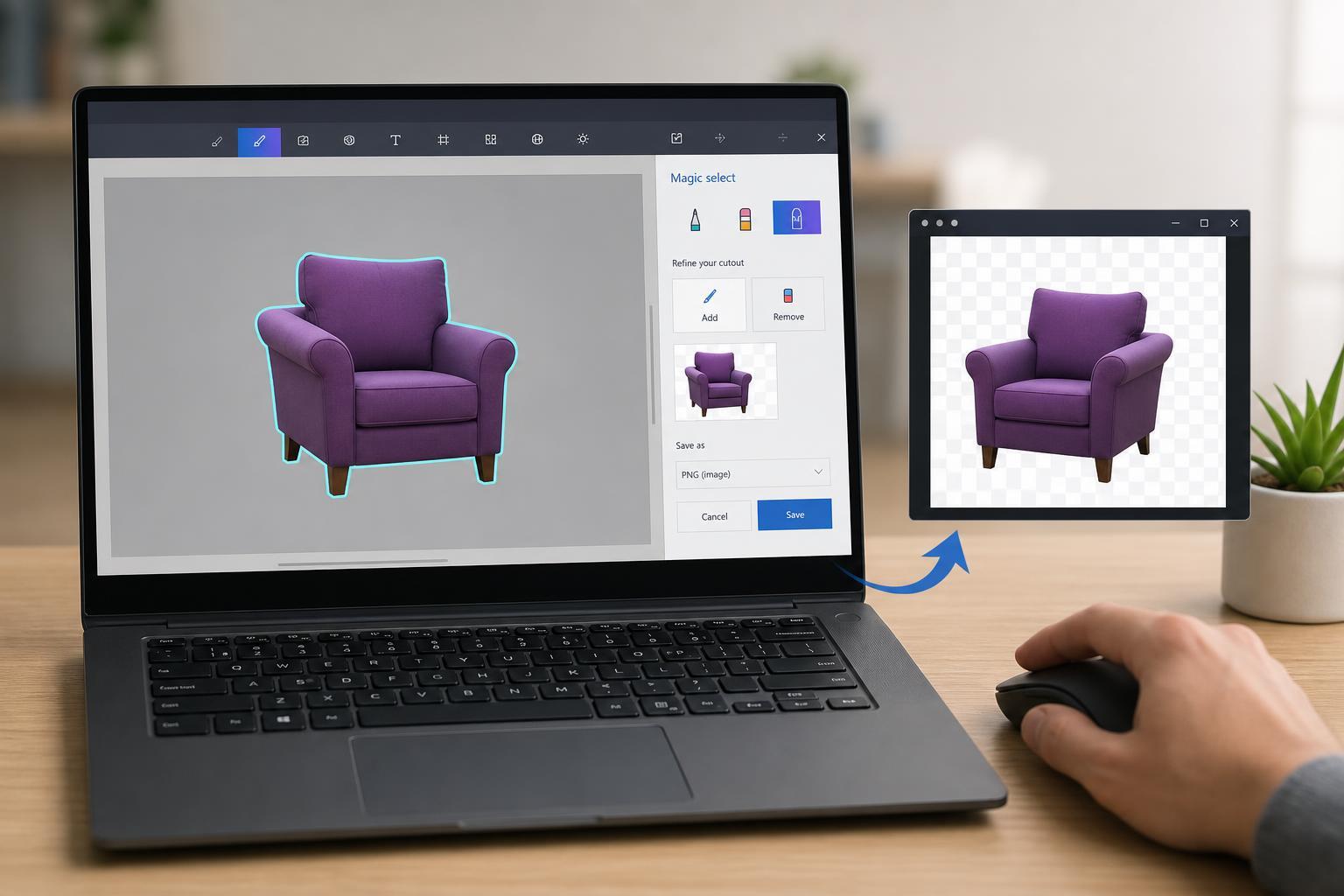 Saving an Image After Using Magic Select in Paint 3D