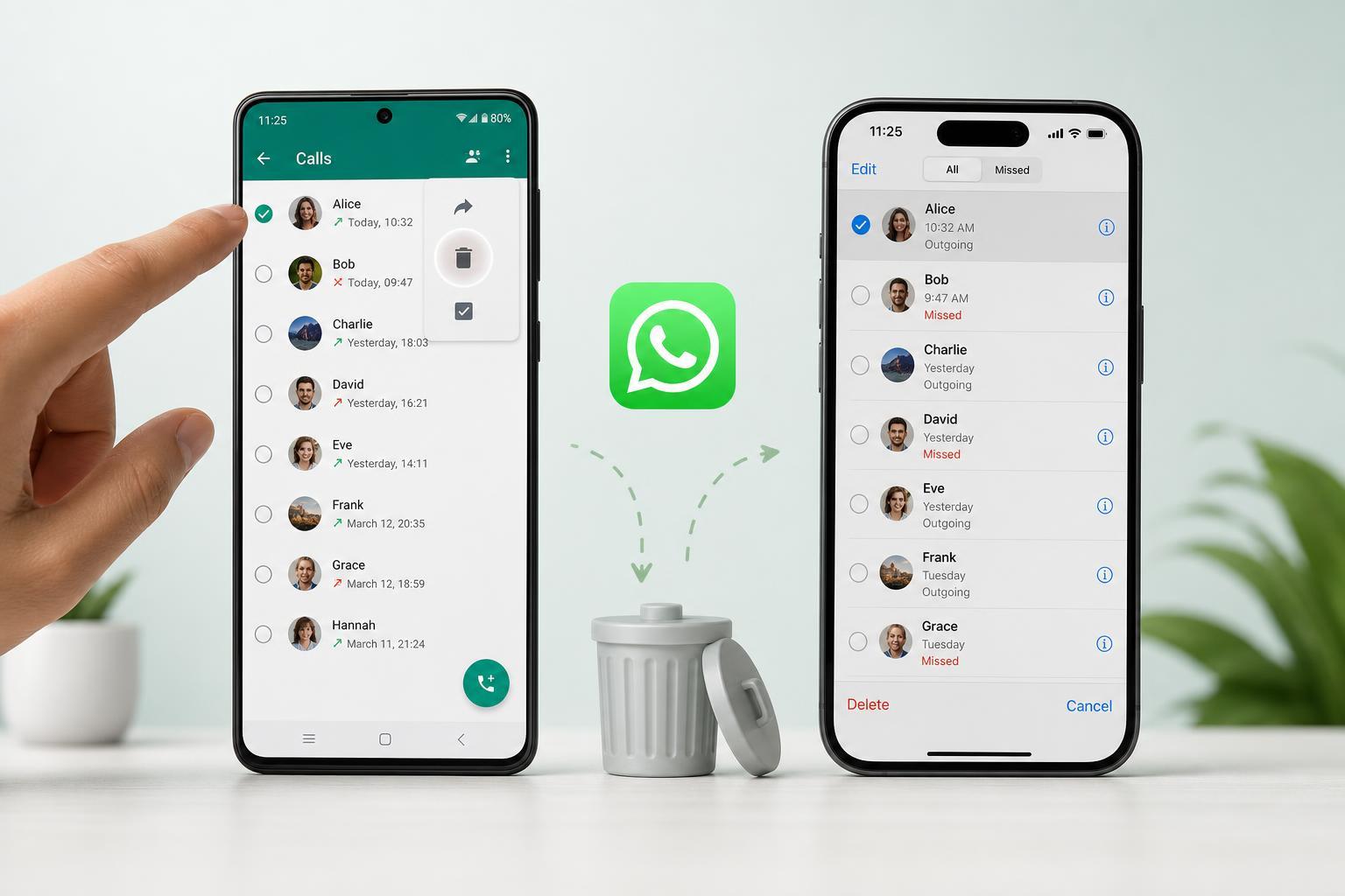 Deleting WhatsApp Call History on Android and iPhone